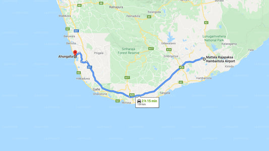Mattala (HRI) Airport to Ahungalla City Private Transfer