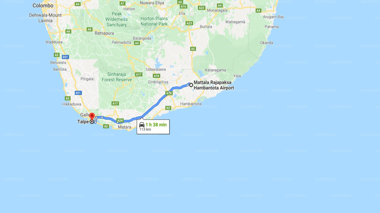 Mattala (HRI) Airport to Talpe City Private Transfer