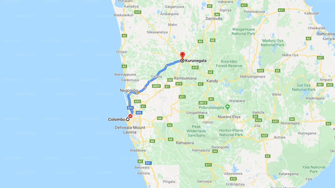 Colombo City to Kurunegala City Private Transfer