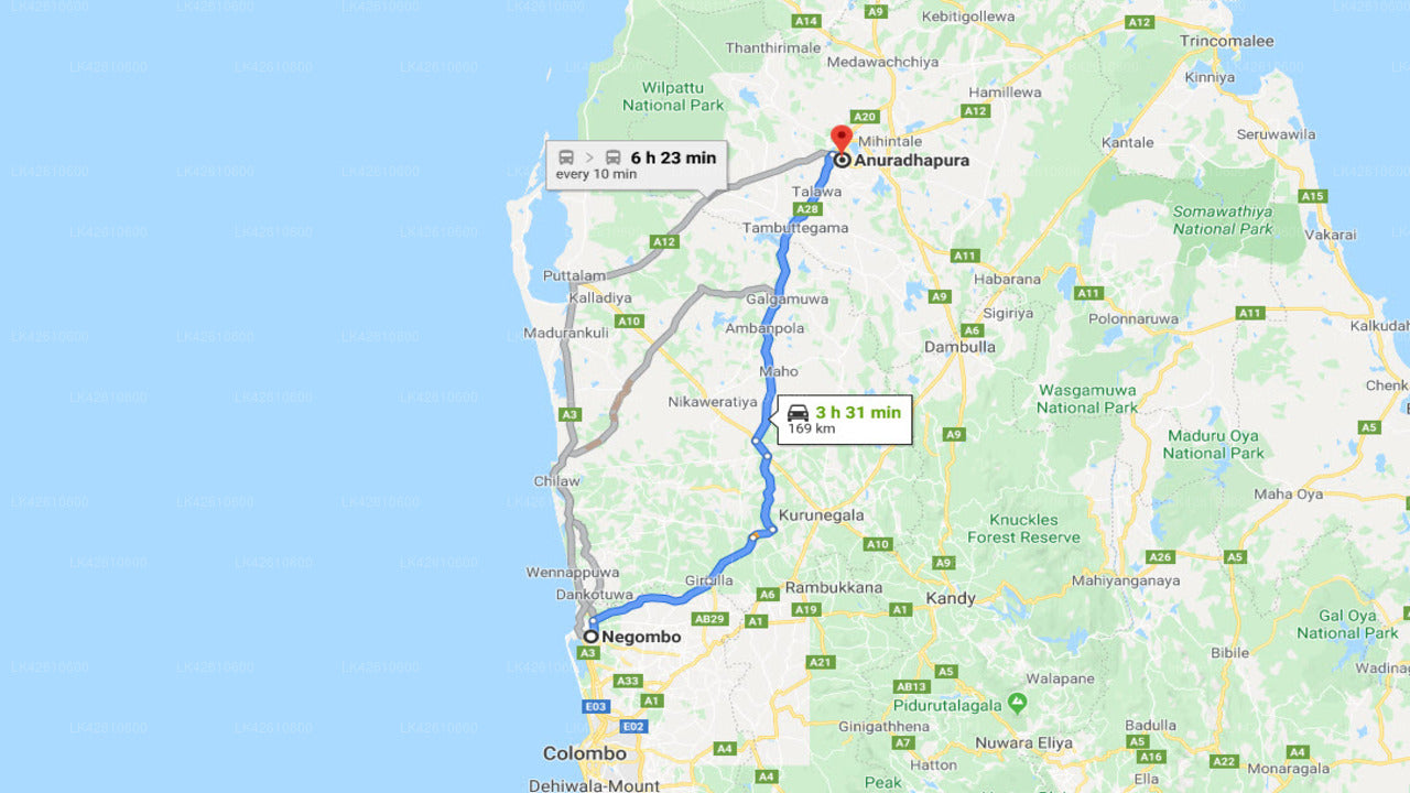 Negombo City to Anuradhapura City Private Transfer