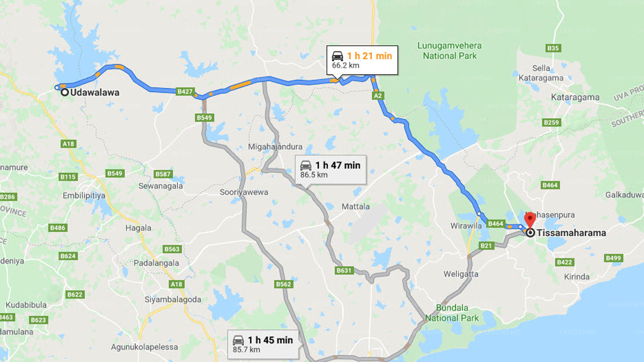 Udawalawe City to Tissamaharama City Private Transfer
