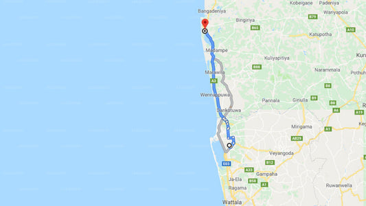 Transfer between Colombo Airport (CMB) and Hotel Athina and Restaurant, Chilaw